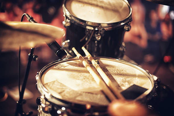 pair of cymbals on a drum set