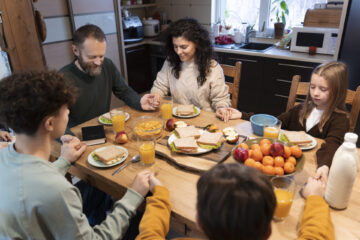 christian family praying together